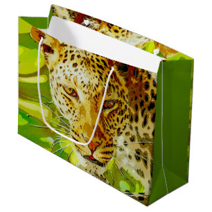 Sacola Para Presentes Grande Leopardo Africano 