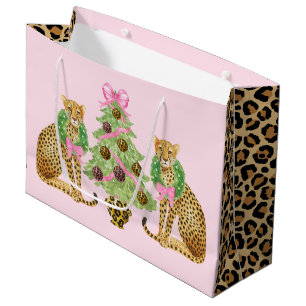 Sacola Para Presentes Grande Leopardo de Grinalda de Natal
