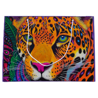 Sacola Para Presentes Grande Leopardo Luminoso