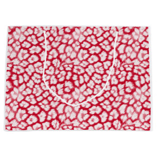 Sacola Para Presentes Grande Leopardo vermelho e branco
