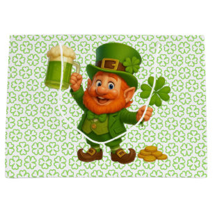 Sacola Para Presentes Grande Leprechaun fofo/bonito no Dia de São Patrício