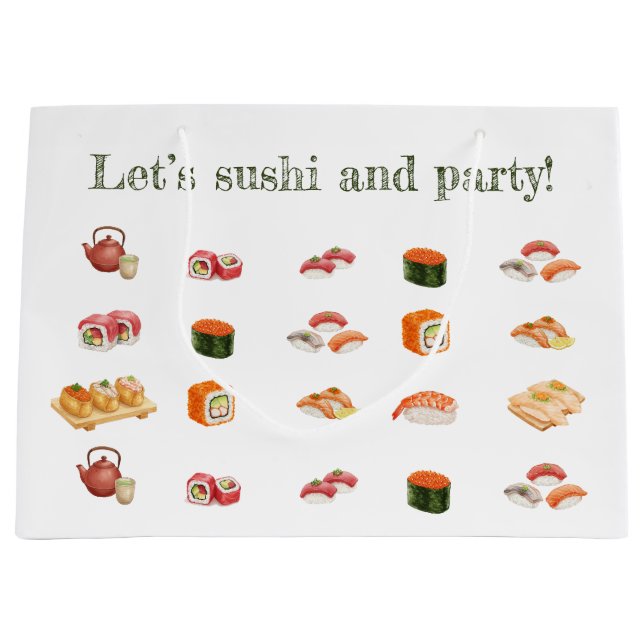 Sacola Para Presentes Grande Let’s sushi and party! (Frente)