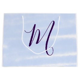 Sacola Para Presentes Grande Letra de monograma de nome em aquarela pastel roxa
