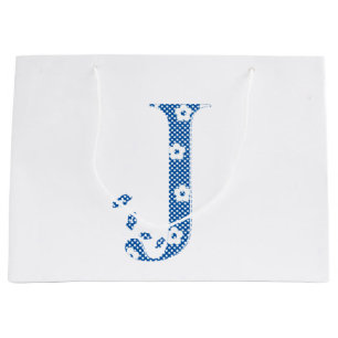 Sacola Para Presentes Grande Letra J do padrão da ventoinha (azul)