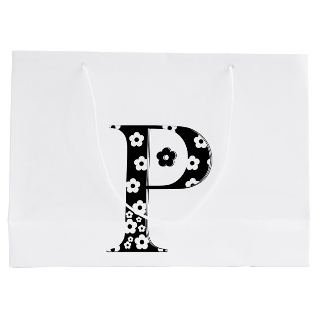 Sacola Para Presentes Grande Letra Padrão Flor P (Verso)
