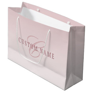 Sacola Para Presentes Grande Letras Elegantes & Monograma Rose Ombre