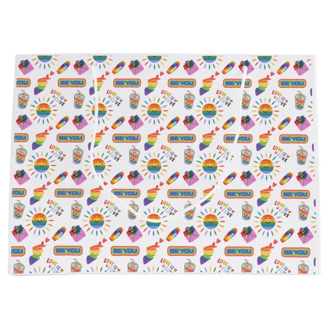 Sacola Para Presentes Grande LGBTQ+ Orgulho Amor é Dom Bag (Frente)