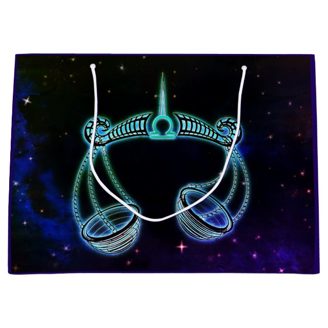 Sacola Para Presentes Grande libra, escamas, saco de presentes zodiásicos (Frente)