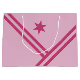 Sacola Para Presentes Grande Lilac Cor-de-Rosa Diagonal Stripes Estelar Gráfico