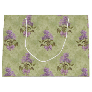 Sacola Para Presentes Grande Lilac Dreams Vintage Style Green Antique Damask
