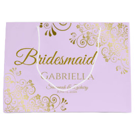 Sacola Para Presentes Grande Lilac Purple e Dourada Bridesmaid