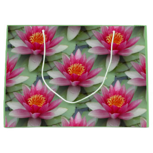 Sacola Para Presentes Grande Lily de Água do Lotus Rosa