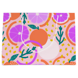 Sacola Para Presentes Grande Limonada Rosa de Fruta Cítrica Zesty de Verão