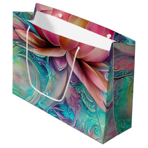 Sacola Para Presentes Grande Linda Flor de Lotus Imital