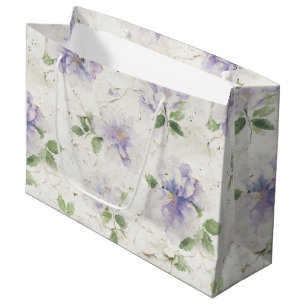 Sacola Para Presentes Grande Lindas Flores de Lavanda Roxa