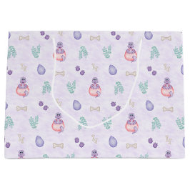 Sacola Para Presentes Grande Lindo Dinossauro Roxo de Aniversário Infantil