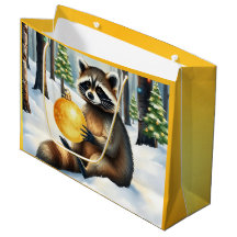 Lindo Guaxinim de Inverno com Ornamento de Natal D