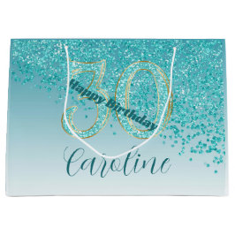 Sacola Para Presentes Grande Lindo Saco de Aniversário de 30 anos em Azul Teal 