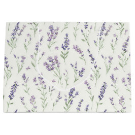 Sacola Para Presentes Grande Lindos Flores Brancas Lavanda Chuva de Noiva