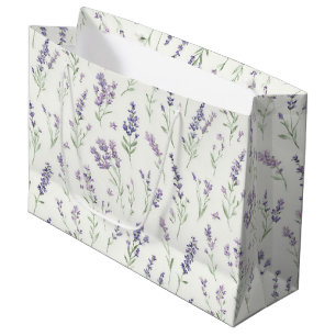 Sacola Para Presentes Grande Lindos Flores Brancas Lavanda Chuva de Noiva