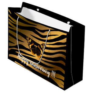 Sacola Para Presentes Grande Linha de Trendência da Borboleta de Tigre de Luxo