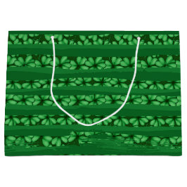 SACOLA PARA PRESENTES GRANDE LINHAS DE FRIBBÃO VERDE E SHAMROCKS IRLANDESES