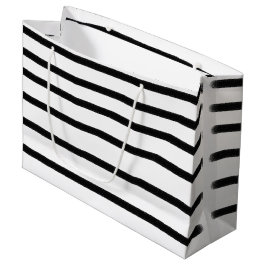 Sacola Para Presentes Grande Linhas Desenhadas da Mão Preta e Branco