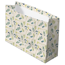 Sacola Para Presentes Grande Lírio-de-Calla Branco e Eucalipto 