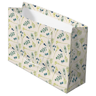 Sacola Para Presentes Grande Lírio-de-Calla Branco e Eucalipto