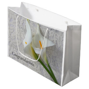 Sacola Para Presentes Grande Lírios Calla no casamento de texturas brancas