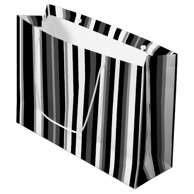 Sacola Para Presentes Grande Listrado Preto E Branco  (Frente inclinada)