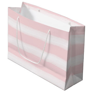 Sacola Para Presentes Grande Listras de Aquarela Rosa Suave Branco Churrasco de