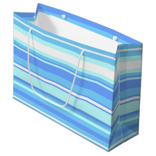 Sacola Para Presentes Grande Listras de azul-céu