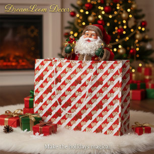 Sacola Para Presentes Grande Listras de Bastão de Doces Ho Ho Ho Natal Festivo