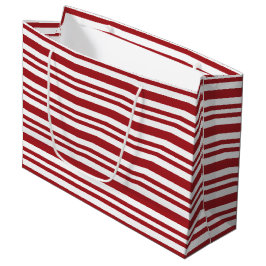 Sacola Para Presentes Grande Listras de Bastão de Natal