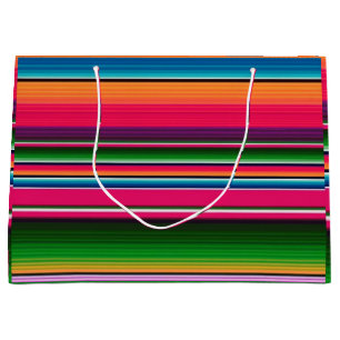 Sacola Para Presentes Grande Listras de Cobertor Serape Mexicano México Colorid