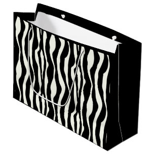 Sacola Para Presentes Grande Listras de zebra - Preto e Branco