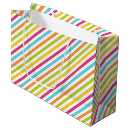 Sacola Para Presentes Grande Listras diagonais em cores vibrantes