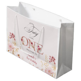 Sacola Para Presentes Grande Little Fairy Floral Garden First Birthday 