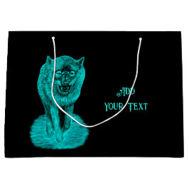 Sacola Para Presentes Grande Lobo Negro Zangado na Noite