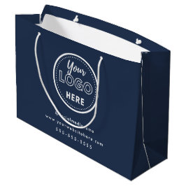 Sacola Para Presentes Grande Logotipo Azul-Marinho Minimalista de Marca Profiss