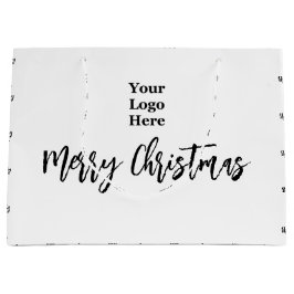 Sacola Para Presentes Grande Logotipo comercial Manuscrito de Natal preto e bra