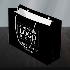 Sacola Para Presentes Grande Logotipo corporativo | Empresa Negra Moderna Minim
