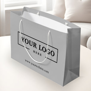 Sacola Para Presentes Grande Logotipo Corporativo Personalizado Embalagem Cinza