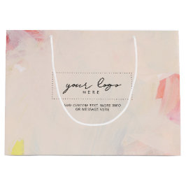 Sacola Para Presentes Grande Logotipo da Empresa de Arte Abstrata Rosa e Coral