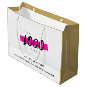 Sacola Para Presentes Grande Logotipo da empresa personalizado Texto do padrão