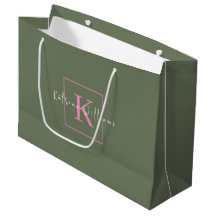 Logotipo de Marca Minimalista Monograma Rosa Verde