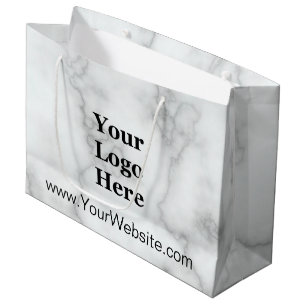 Sacola Para Presentes Grande Logotipo de site e de negócios do Elegante Faux Wh