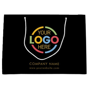 Sacola Para Presentes Grande Logotipo Dourado preto da marca Na moda moderna