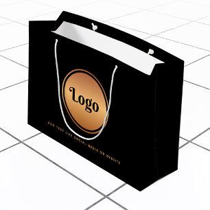 Sacola Para Presentes Grande Logotipo Dourado & Texto Personalizado Saco de Pre